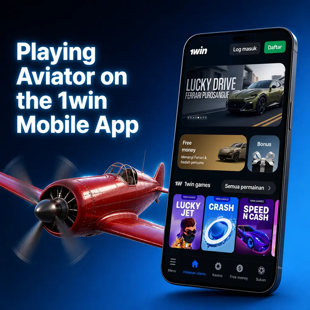 Playing Aviator on the 1win mobile app for Android and iOS with casino games and welcome bonus