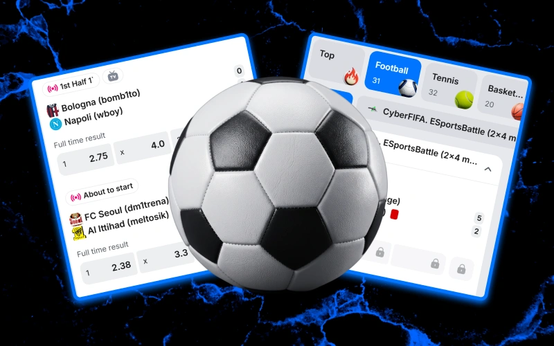 Enjoy fast-paced live football betting with high odds at 1win.