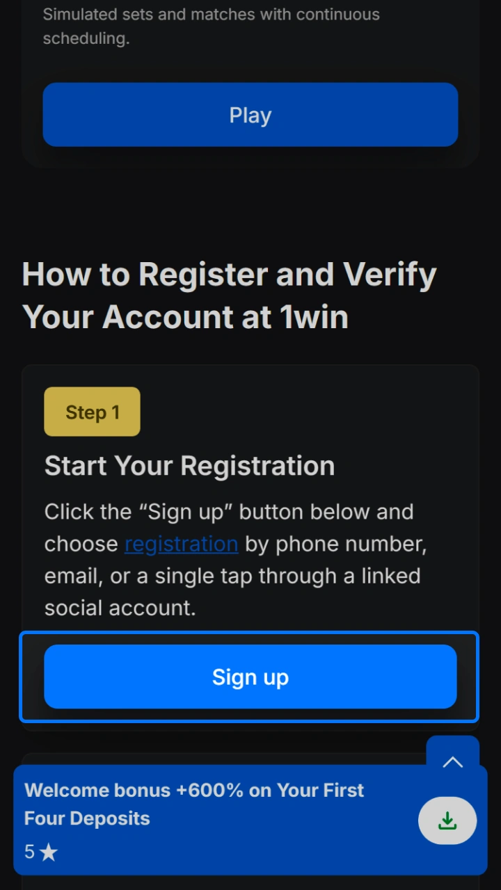 Start your fast registration on 1win to enjoy exciting games and huge bonuses.