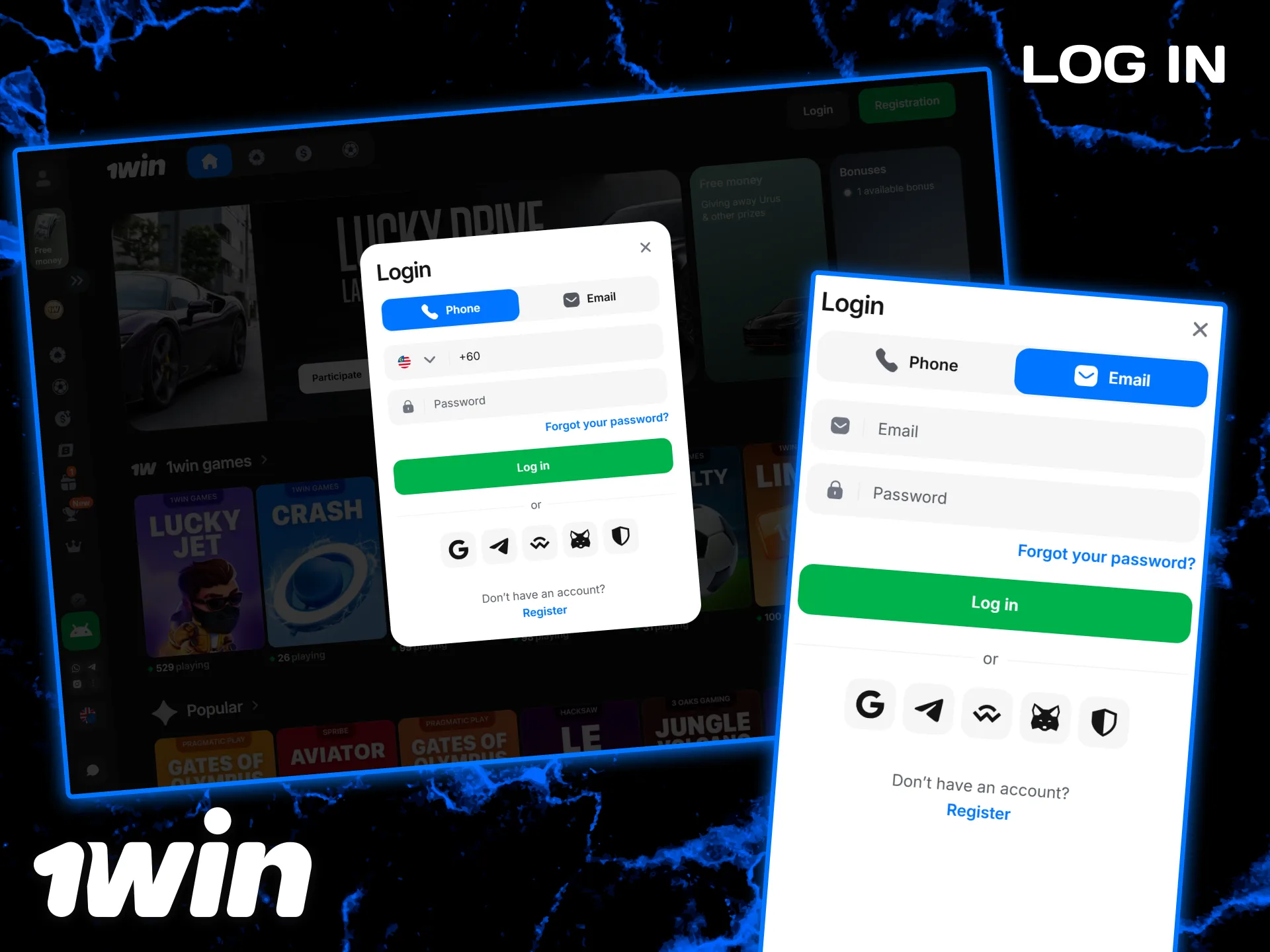 Log in to 1win and play your favorite online casino games easily.